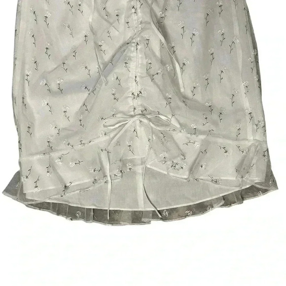 NWT For Love and Lemons Strapless Mini Dress Tie Front Embroidered Size Large - Picture 3 of 5